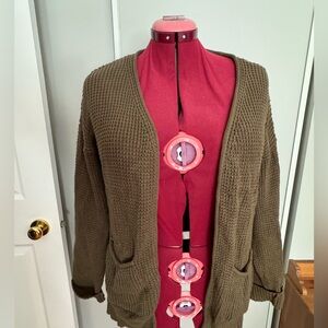 Brown/khaki knitted cardigan